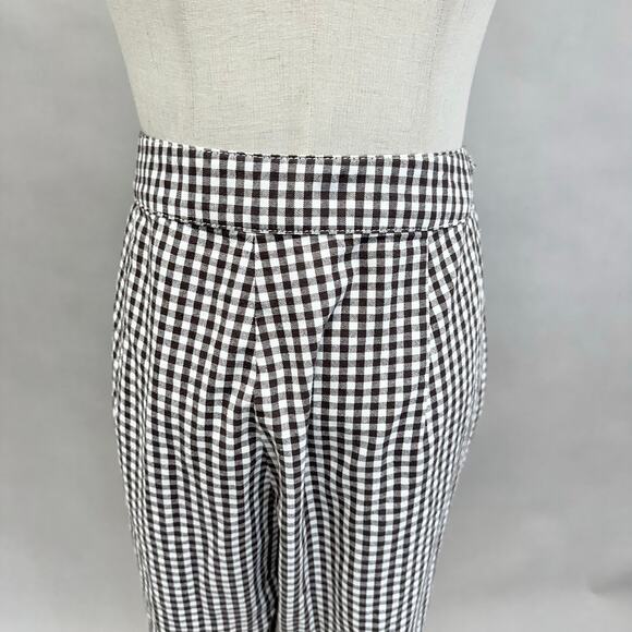 ASOS brown/white gingham pleat front high rise trouser Size 10 Cotton - Picture 14 of 16